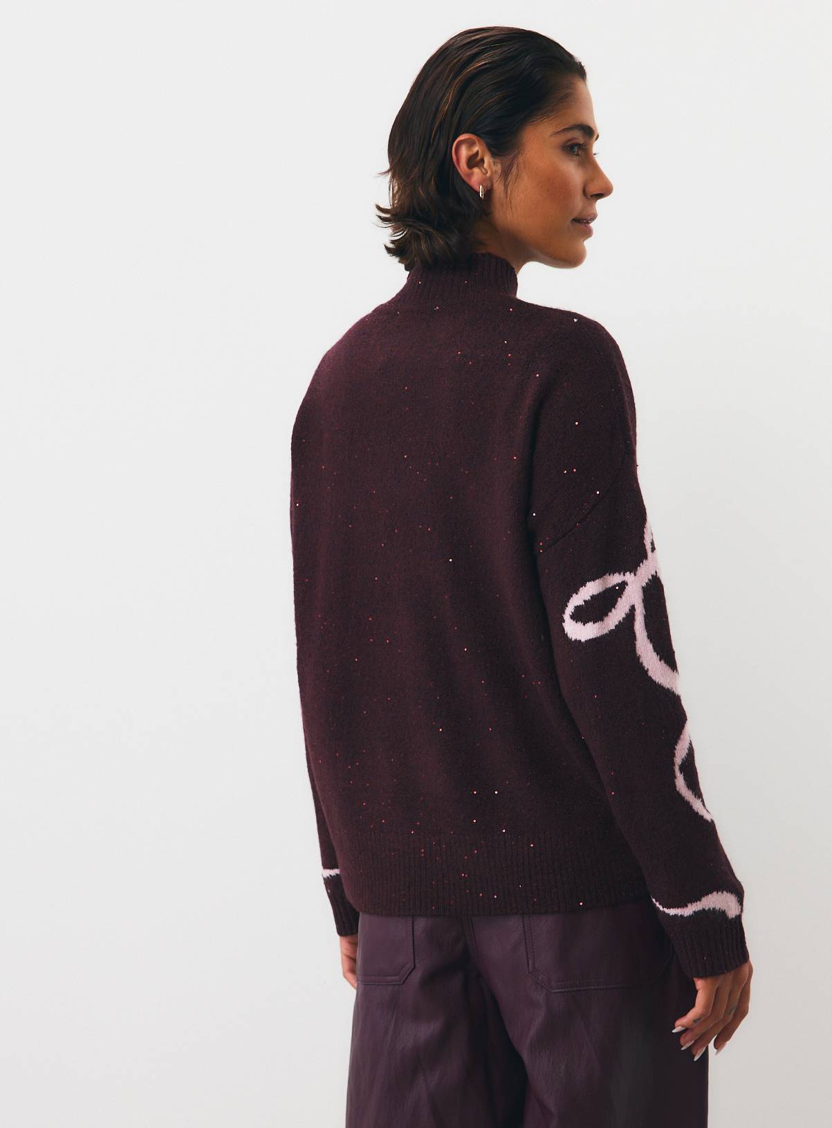 Dark Purple Sparkle Bow Jumper L - Image 4